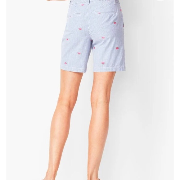 Talbots Girlfriend Chino Shorts Watermelon Print Blue White Stripes Cotton 2 - Picture 2 of 12
